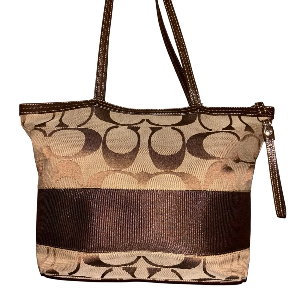 Coach Brown and Tan Tote Bag